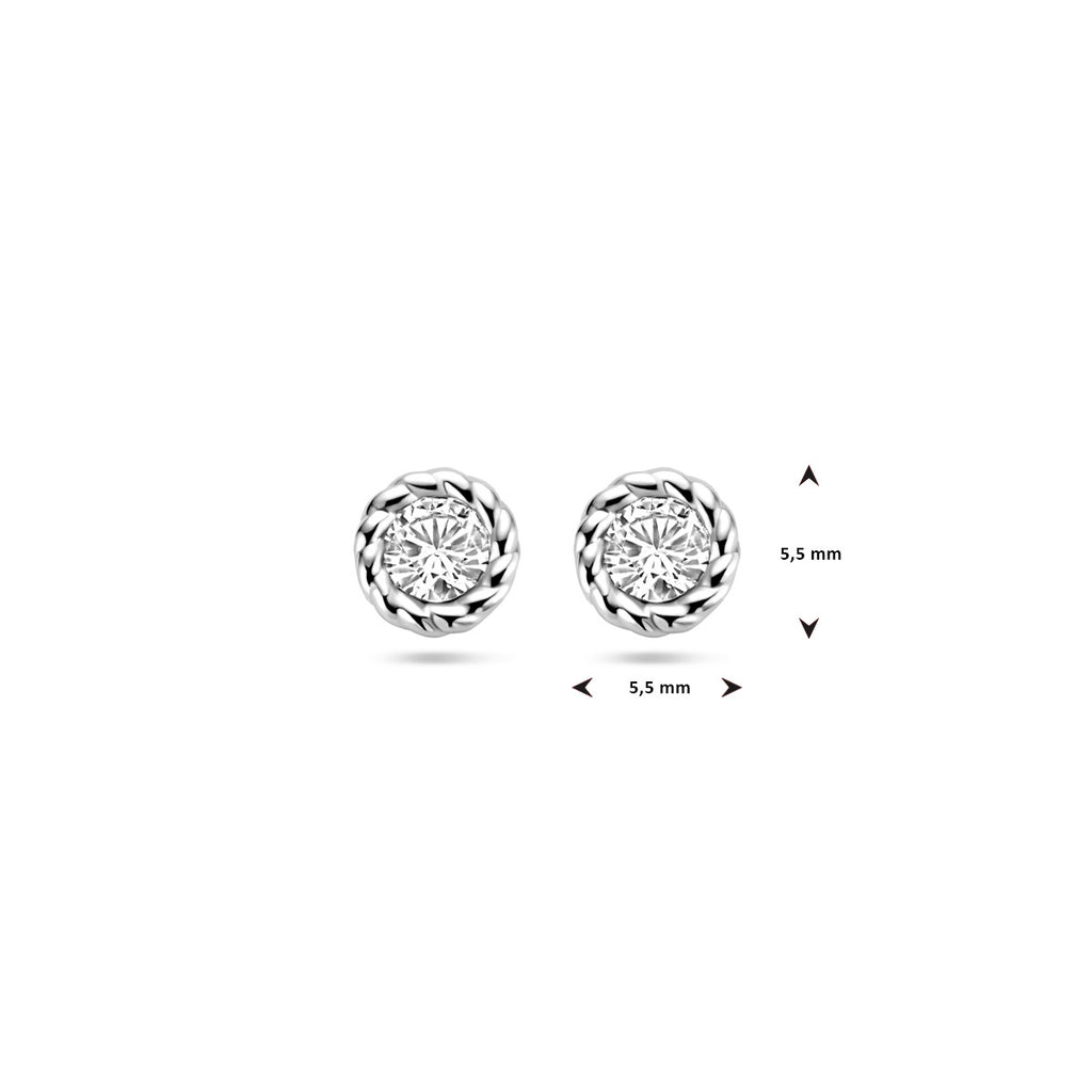 oorknoppen zirkonia zilver gerhodineerd