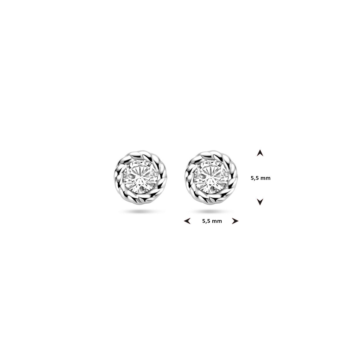 oorknoppen zirkonia zilver gerhodineerd