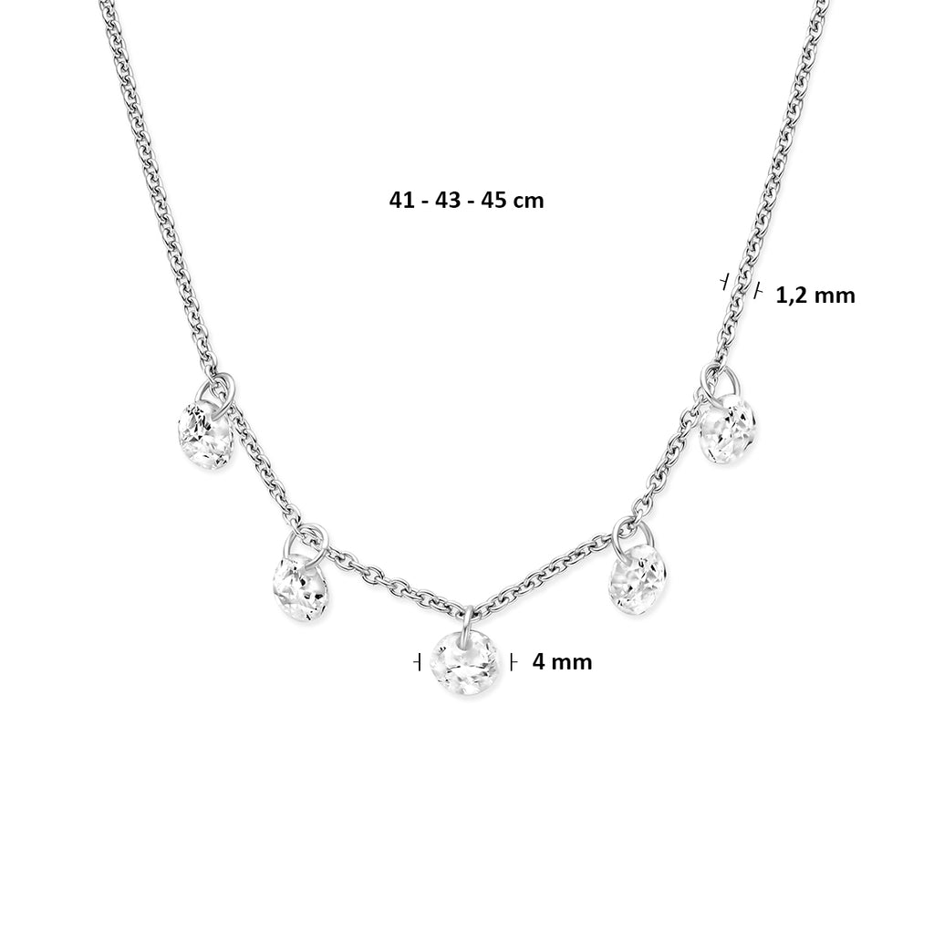 collier zirkonia 41 - 43 - 45 cm zilver gerhodineerd