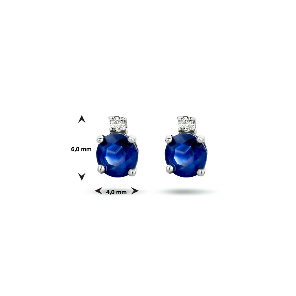 Ohrstecker Saphir und Diamant (2x 0,015 ct) h si 14K Weißgold