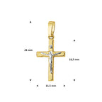 hanger kruis corpus bicolor gestift 16,5 mm 14K geelgoud