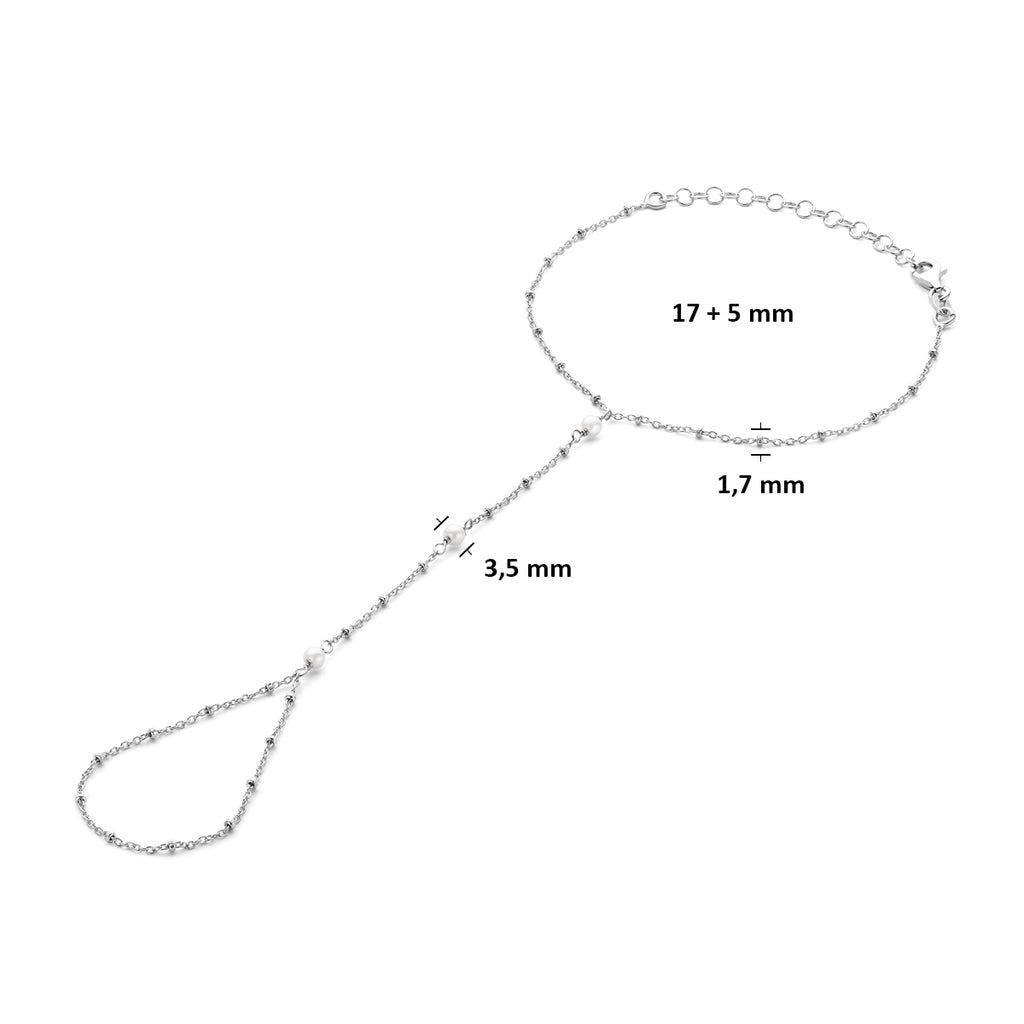 Handschmuck Perlen 17 + 5 cm Silber rhodiniert