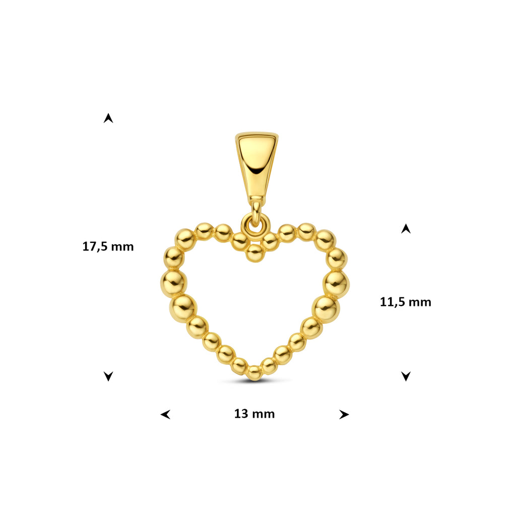 9k hanger hartje bolletjes 11,5 mm 9K geel - rondje,bolletje,ringetje,draad