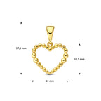 9k hanger hartje bolletjes 11,5 mm 9K geel - rondje,bolletje,ringetje,draad