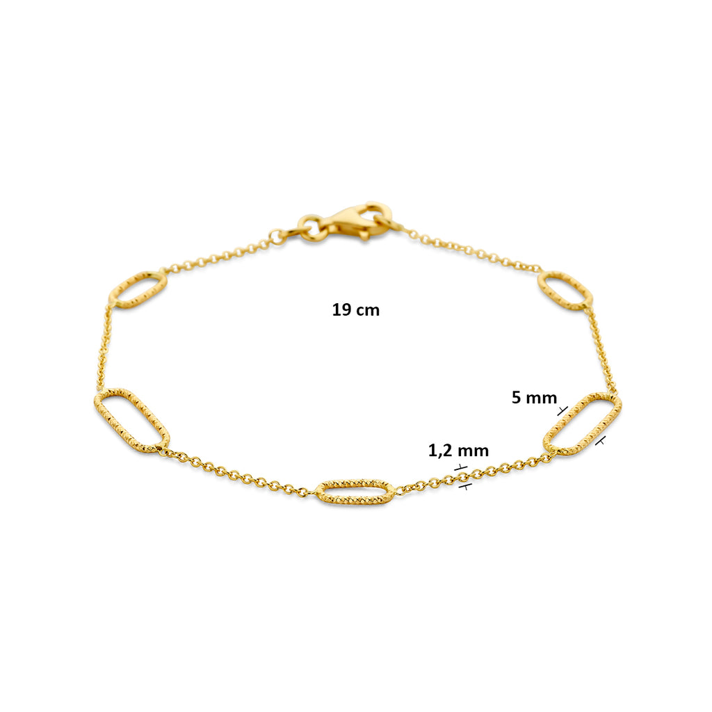 armband gediamanteerd 19 cm 14K geelgoud