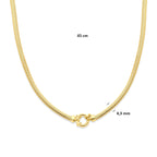 collier slang plat met groot veerslot 4,3 mm 45 cm 3 micron zilver verguld (geel)