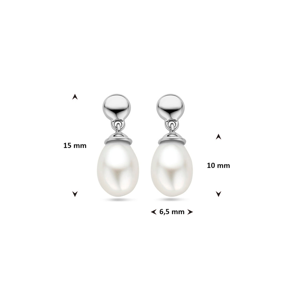 Ohrhänger Perle 15 mm 14K Weißgold