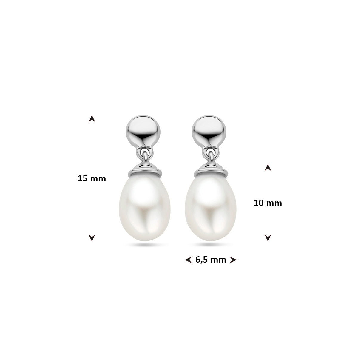 Ohrhänger Perle 15 mm 14K Weißgold