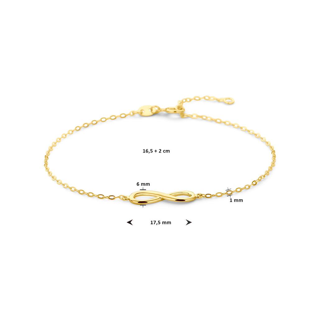 Armband Infinity 16,5 + 2 cm 14K Gelbgold