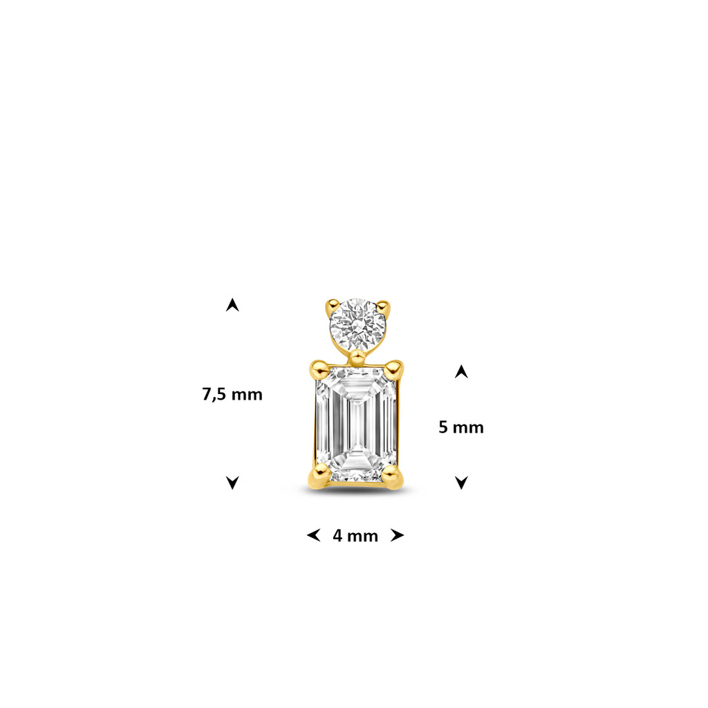 hanger lab grown diamant 0.33ct f vs 7,5 mm 14K geelgoud