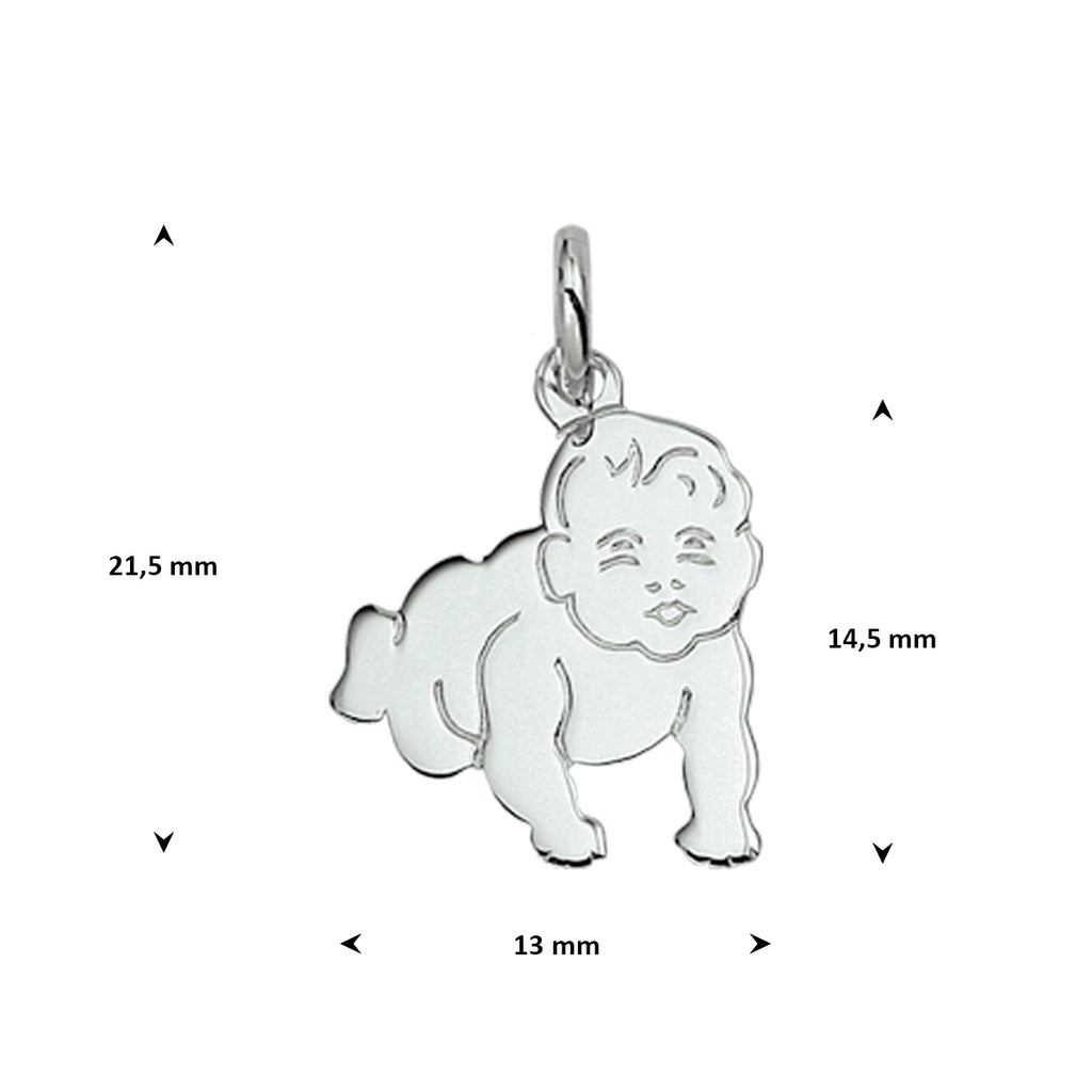hanger baby 14,5 mm zilver wit