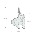 hanger baby 14,5 mm zilver wit