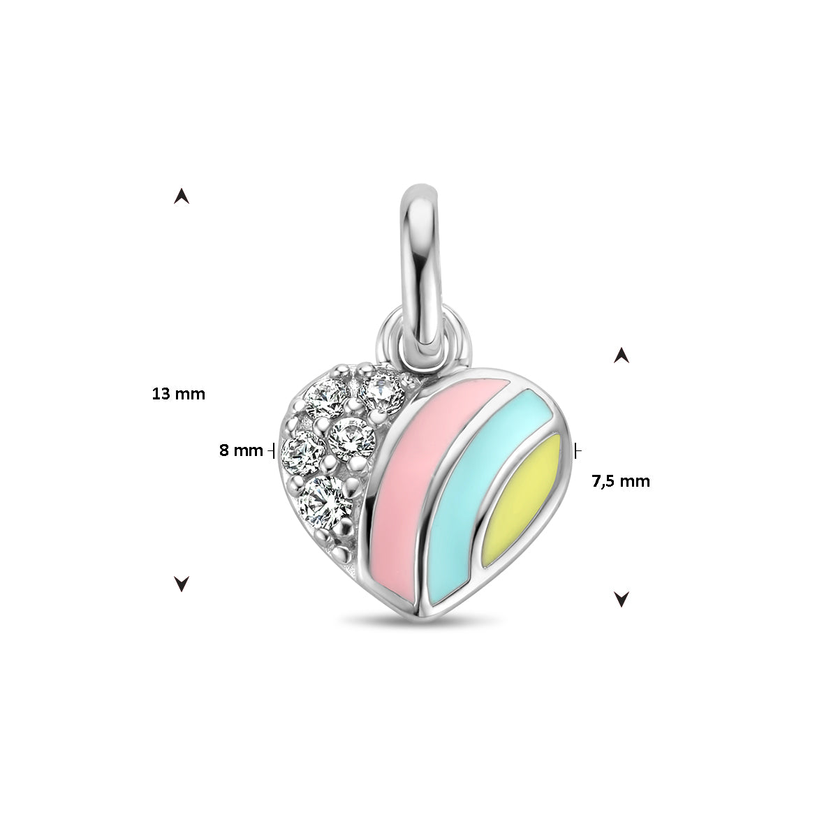 Anhänger Herz und Zirkonia Emaille Silber rhodiniert