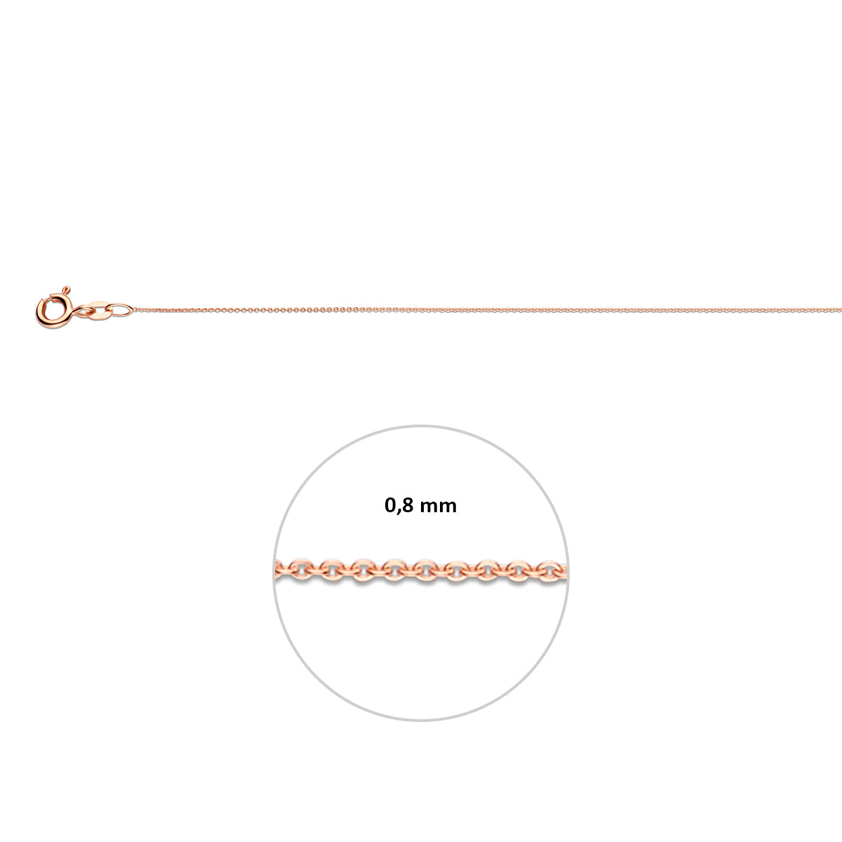 collier anker plat 0,8 mm 41 - 43 - 45 cm 14K roségoud