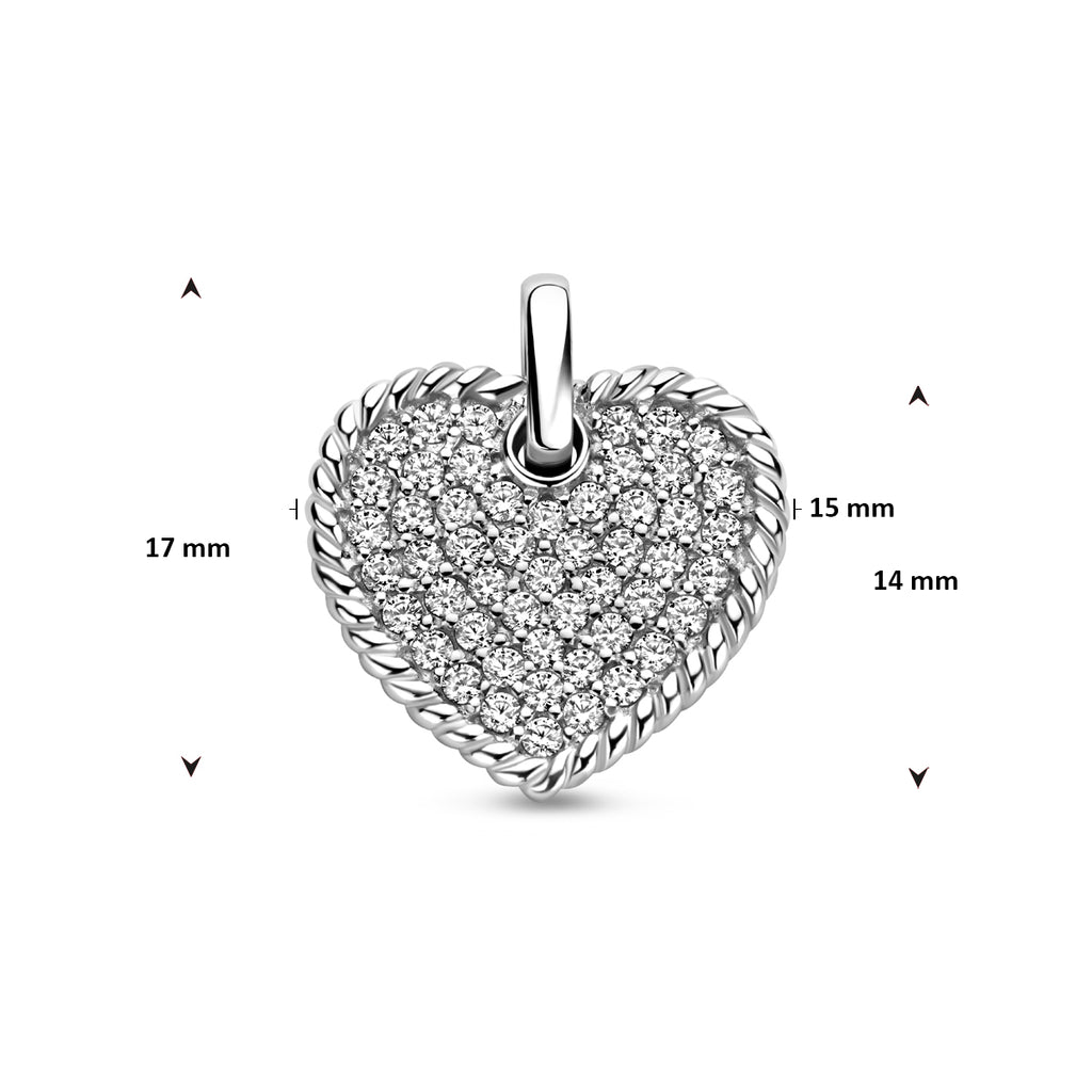 hanger hartje zirkonia 17 mm zilver gerhodineerd