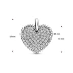 hanger hartje zirkonia 17 mm zilver gerhodineerd