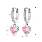 Ohrringe Herz rosa und weiß Zirkonia Silber rhodiniert