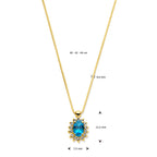 collier london blue topaas en diamant 40 - 42 - 44 cm 0.11ct h si 14K geelgoud