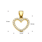 hanger hartje zirkonia 15 mm 14K geelgoud