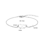 armband hartjes 16 + 3 cm zilver gerhodineerd
