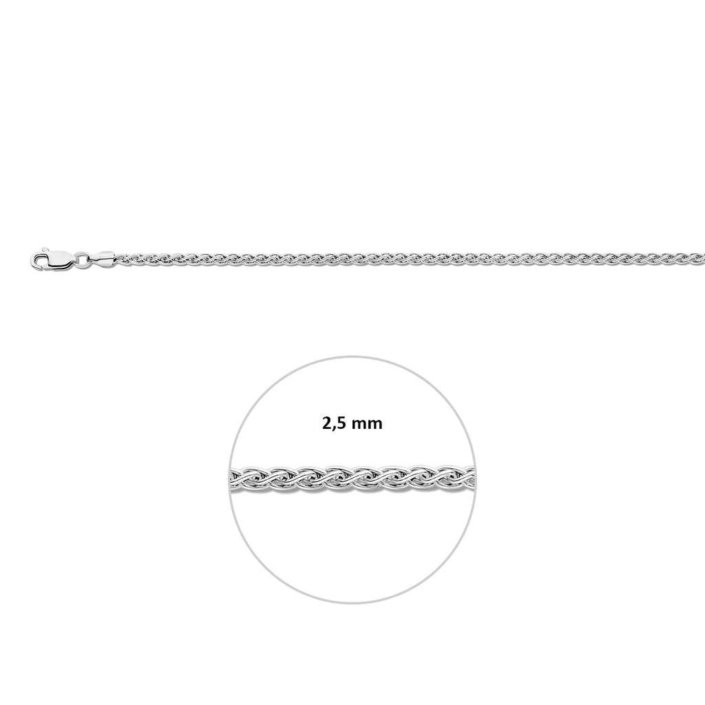 vossestaart rond 2,5 mm zilver gerhodineerd