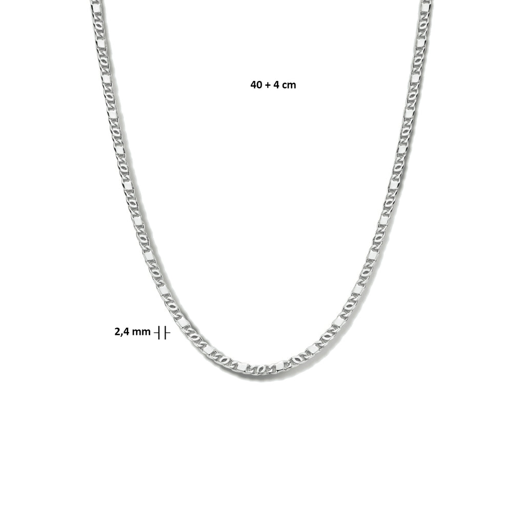 Falkenauge-Halskette mit Zwischenstück 2,4 mm 40 + 4 cm Silber rhodiniert