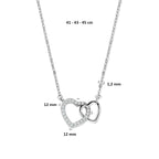 Halskette Herzen Zirkonia 41 - 43 - 45 cm Silber rhodiniert