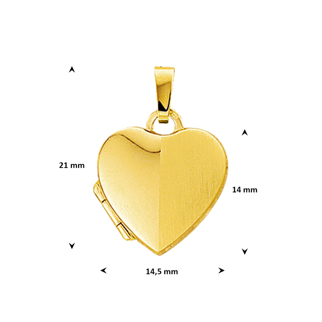 Medaillon Herz poliert/matt 14 mm 14K Gelbgold