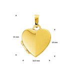 Medaillon Herz poliert/matt 14 mm 14K Gelbgold