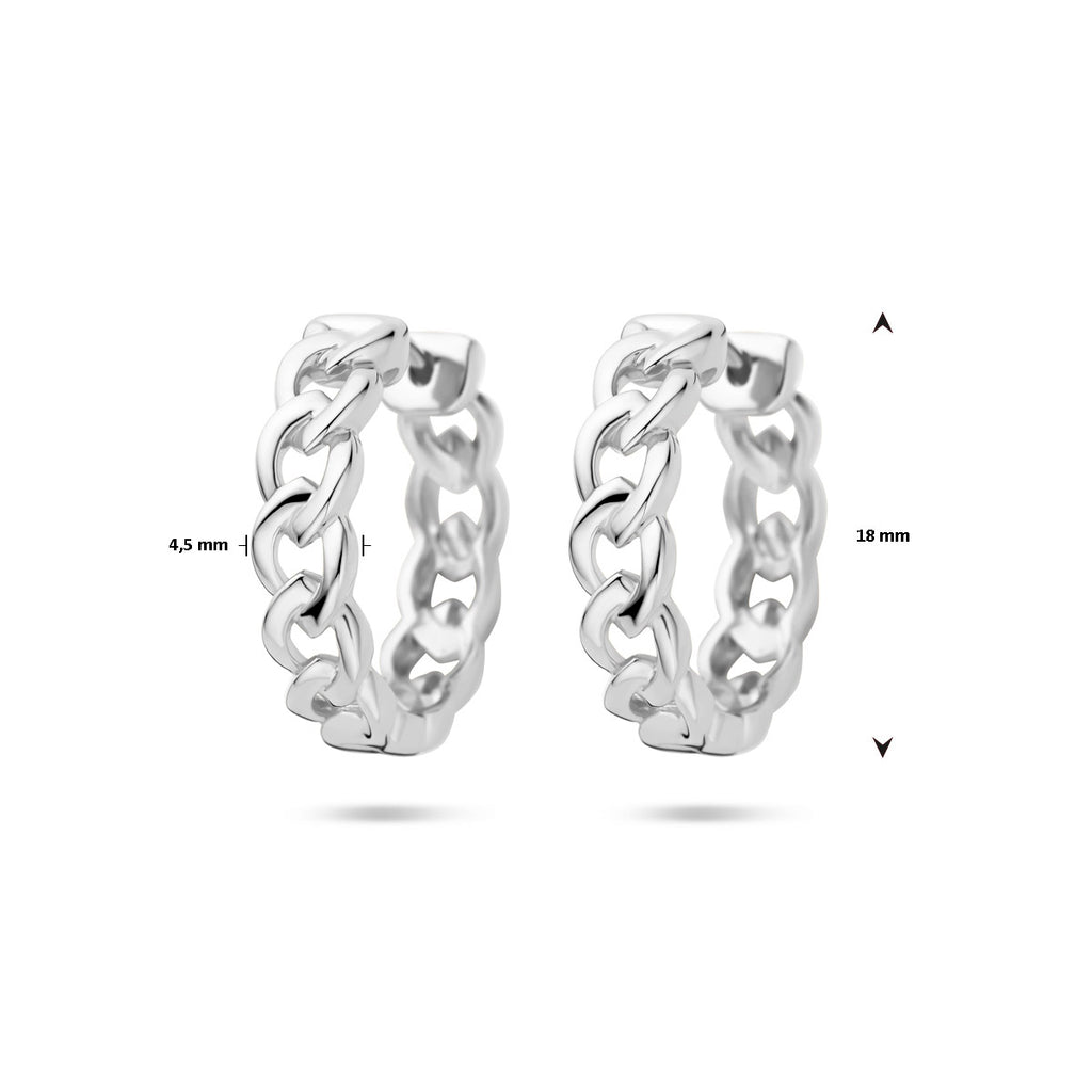 klapoorringen schakelmotief 18 mm zilver gerhodineerd