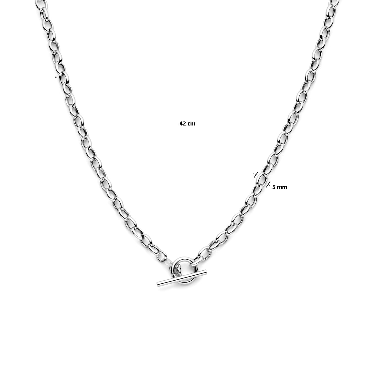 Halskette Marine 5 mm 42 cm Knebelverschluss Silber rhodiniert