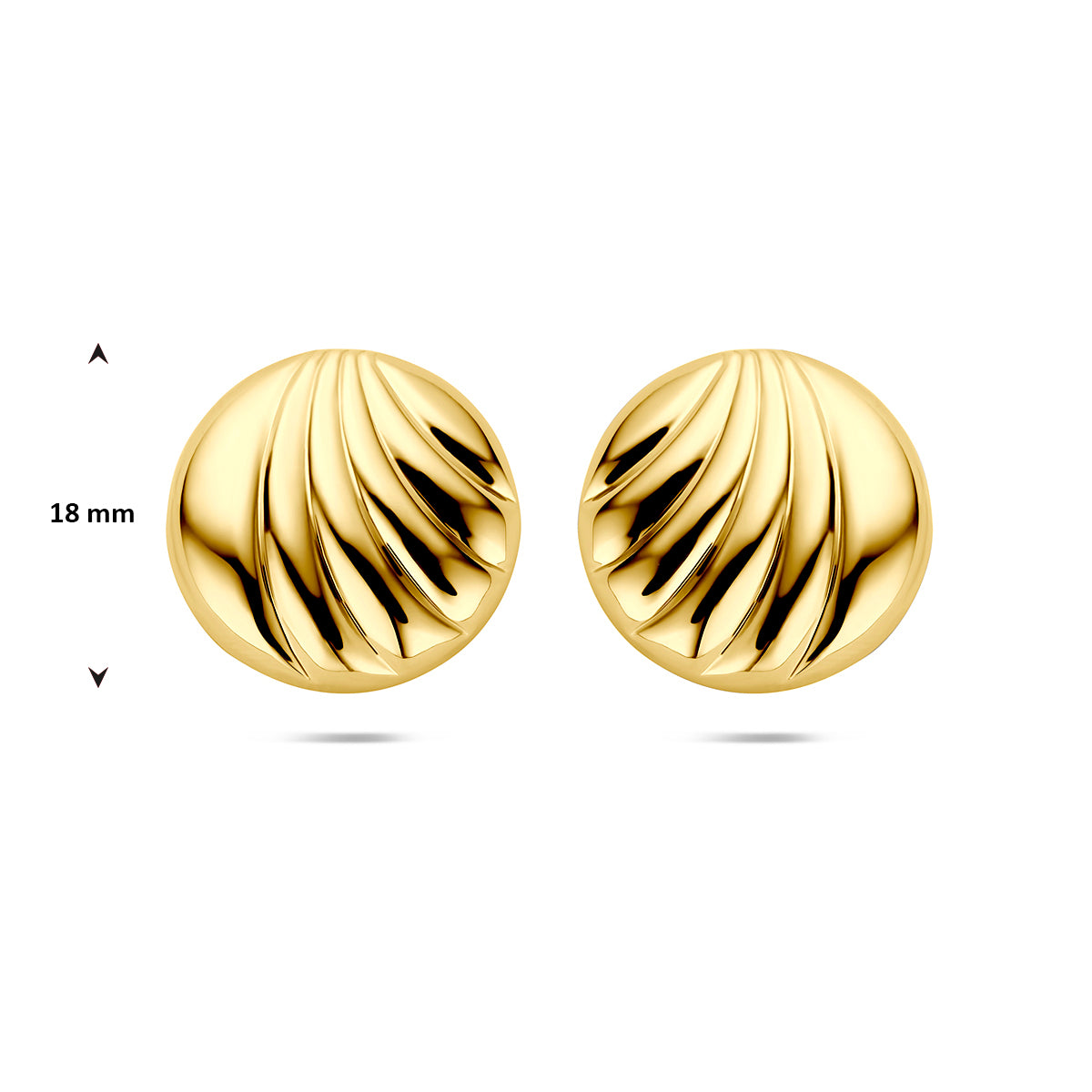 oorknoppen 18 mm 1 micron zilver verguld (geel)