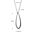collier druppel 41 + 4 cm zilver gerhodineerd