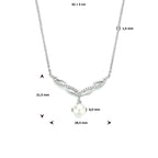 Perlen- und Zirkonia-Halskette 42 + 3 cm Silber rhodiniert