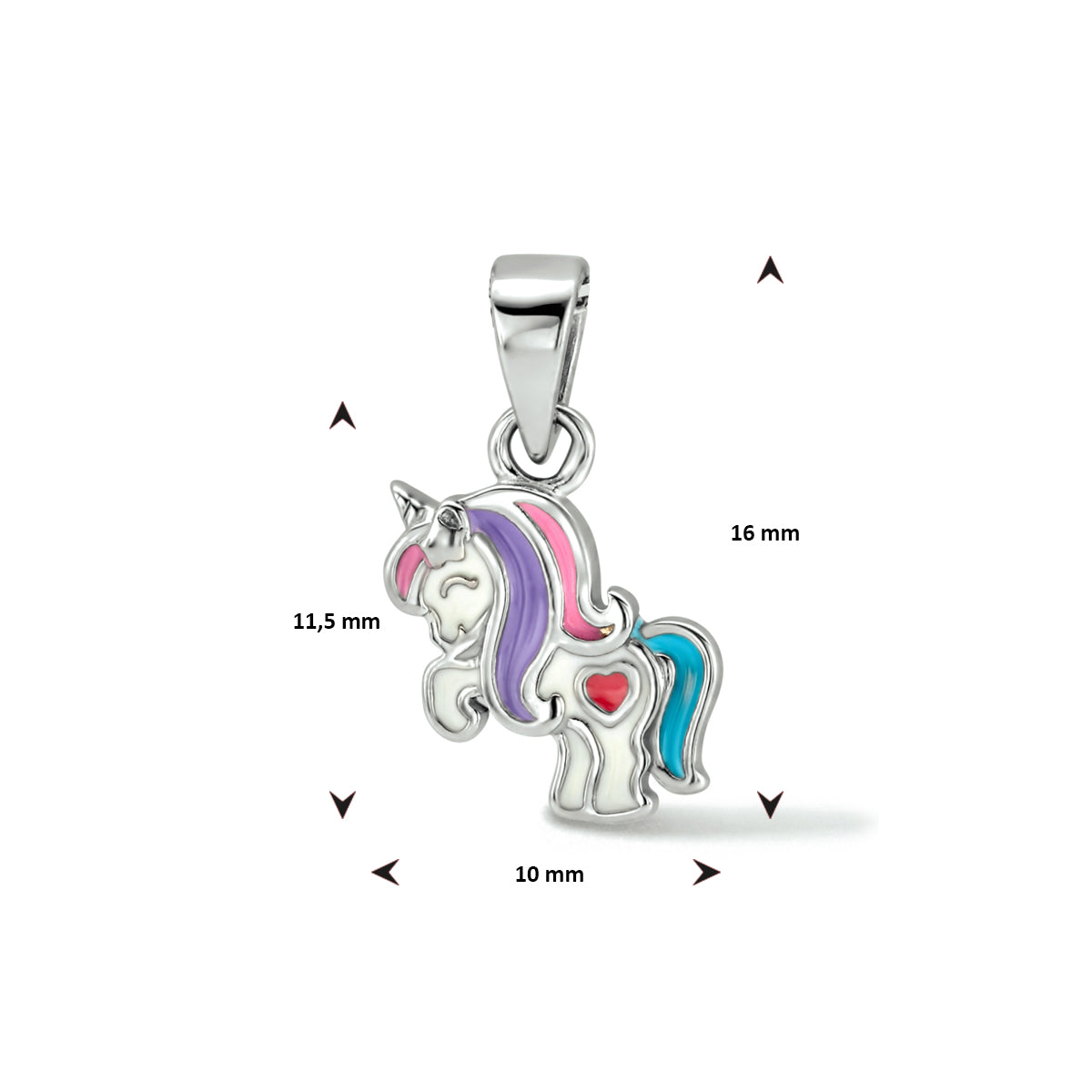 Anhänger Emaille Einhorn Silber rhodiniert