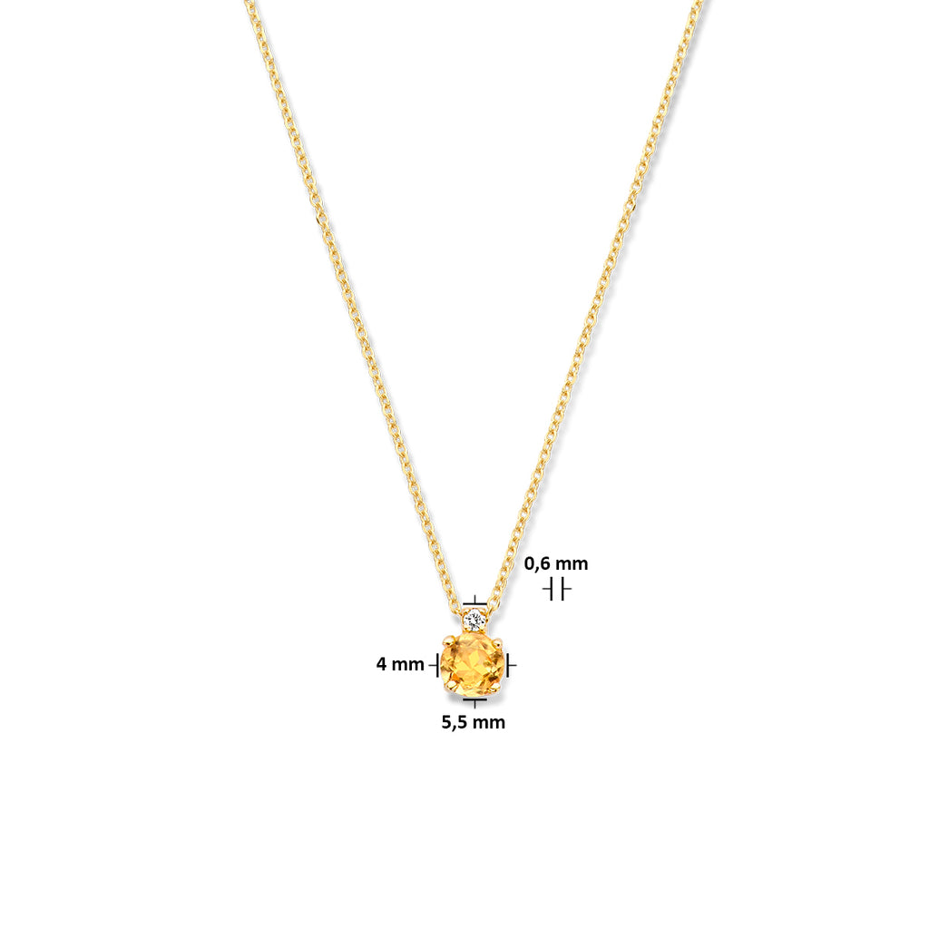 Halskette Citrin und Diamant 0,015 ct H si 40 cm 14 K Gelbgold