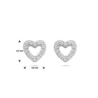 oorknoppen hartje zirkonia zilver gerhodineerd