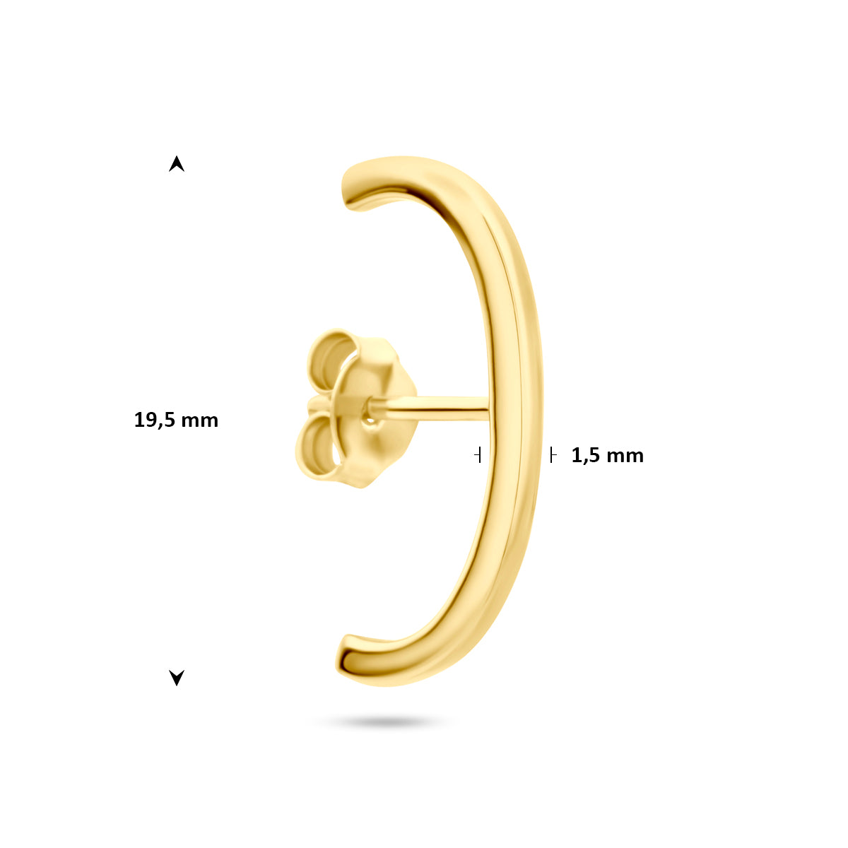 suspender oorbel 19,5 mm 1 micron zilver verguld (geel)