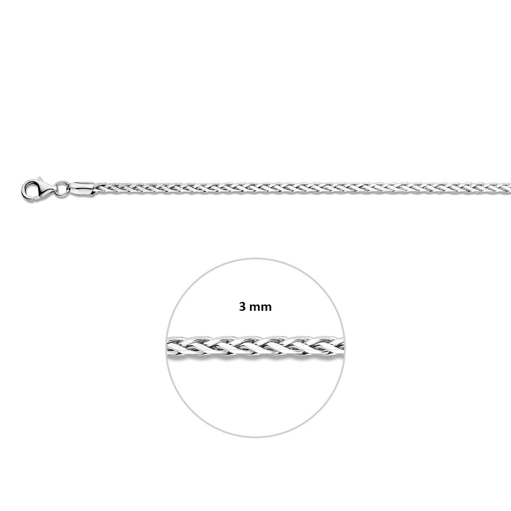 vossestaart geslepen 3,0 mm zilver gerhodineerd