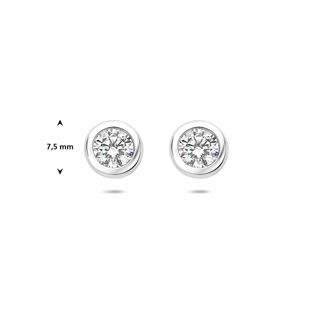 oorknoppen zirkonia zilver gerhodineerd