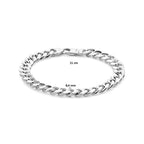 Armband Panzerkette 6-seitig geschliffen 8,4 mm 21 cm Silber weiß