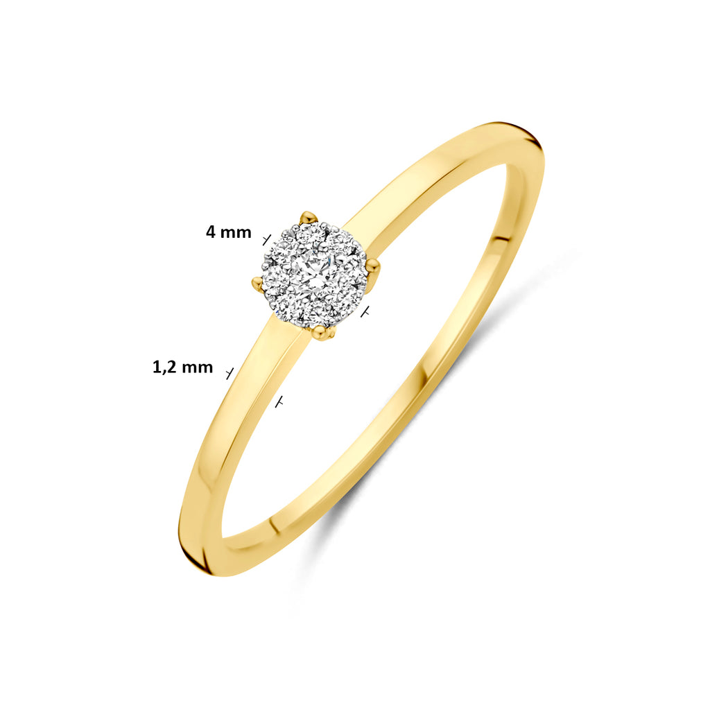 ring diamant 0.06ct h si 14K bicolor goud geel/wit