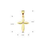 hanger kruis zirkonia 14K geelgoud