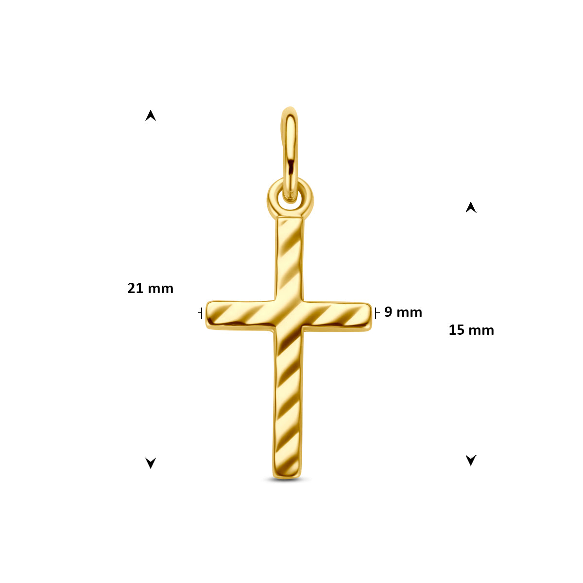 9k hanger kruis gediamanteerd 15 mm 9K geel