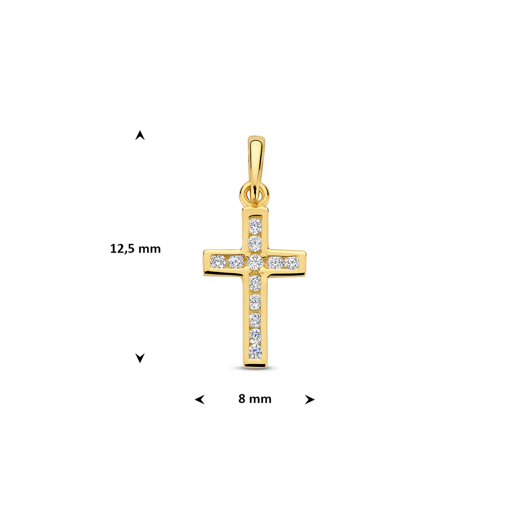 9kt Anhänger Kreuz Zirkonia 12,5 mm 9kt Gelb