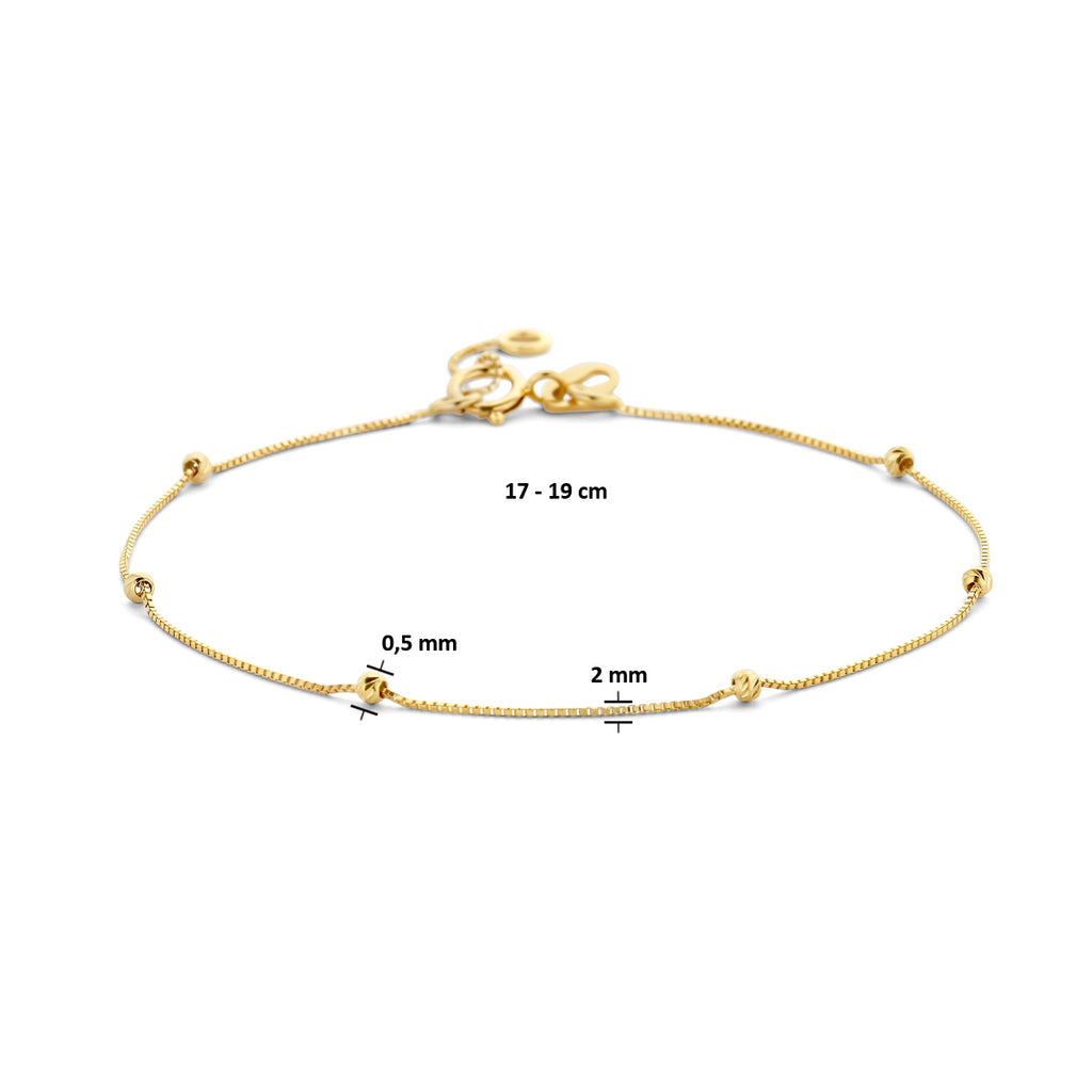 Armband diamantierte Kugeln 0,5 mm 17 - 19 cm 14K Gelbgold