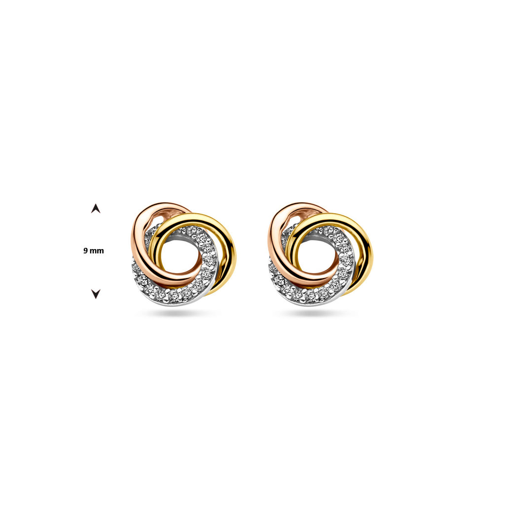 oorknoppen 9 mm 14K tricolor goud