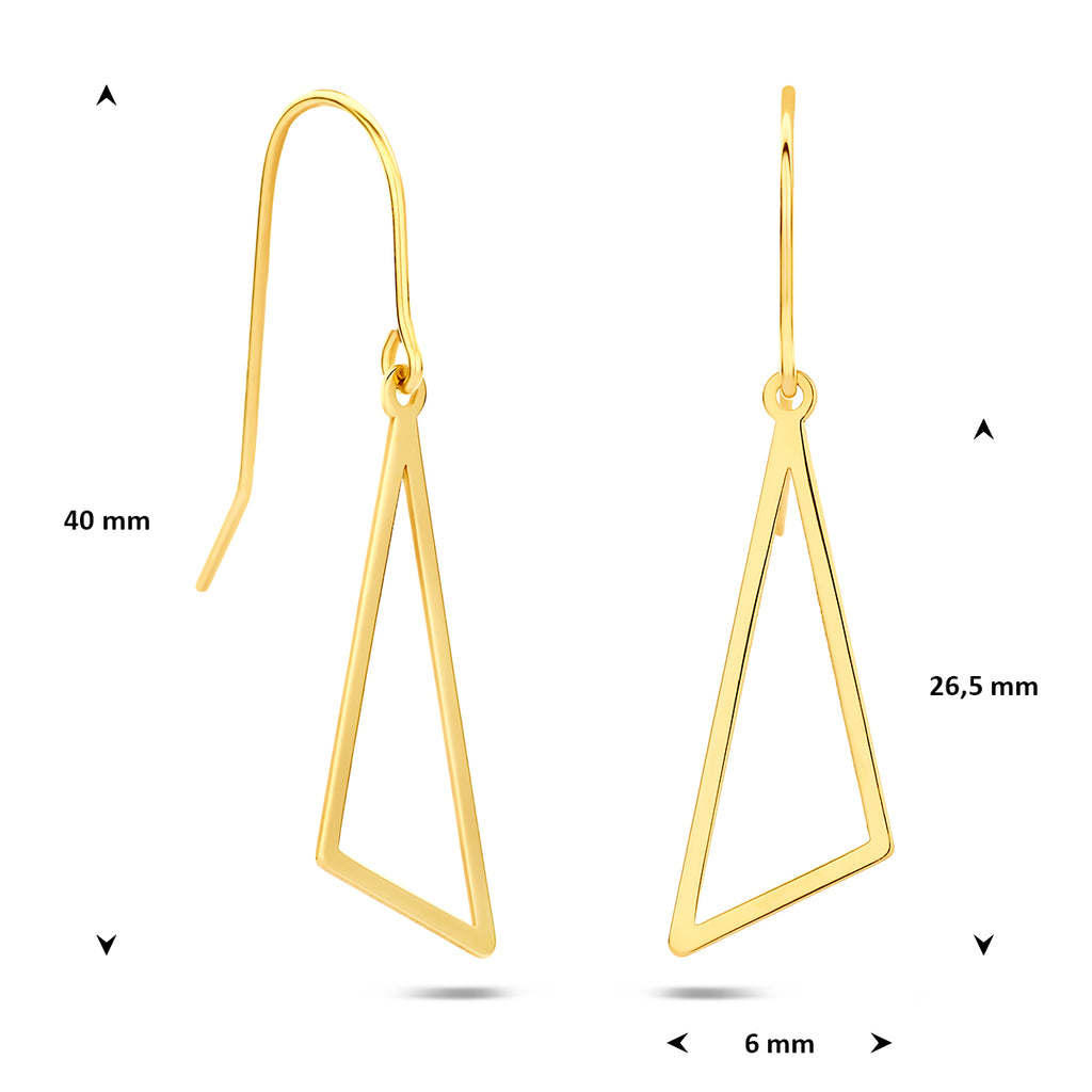 oorhangers driehoek franse haak 26,5 mm 14K geelgoud - driehoek