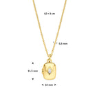collier zirkonia en medaillon 42 + 3 cm 3 micron zilver verguld (geel)