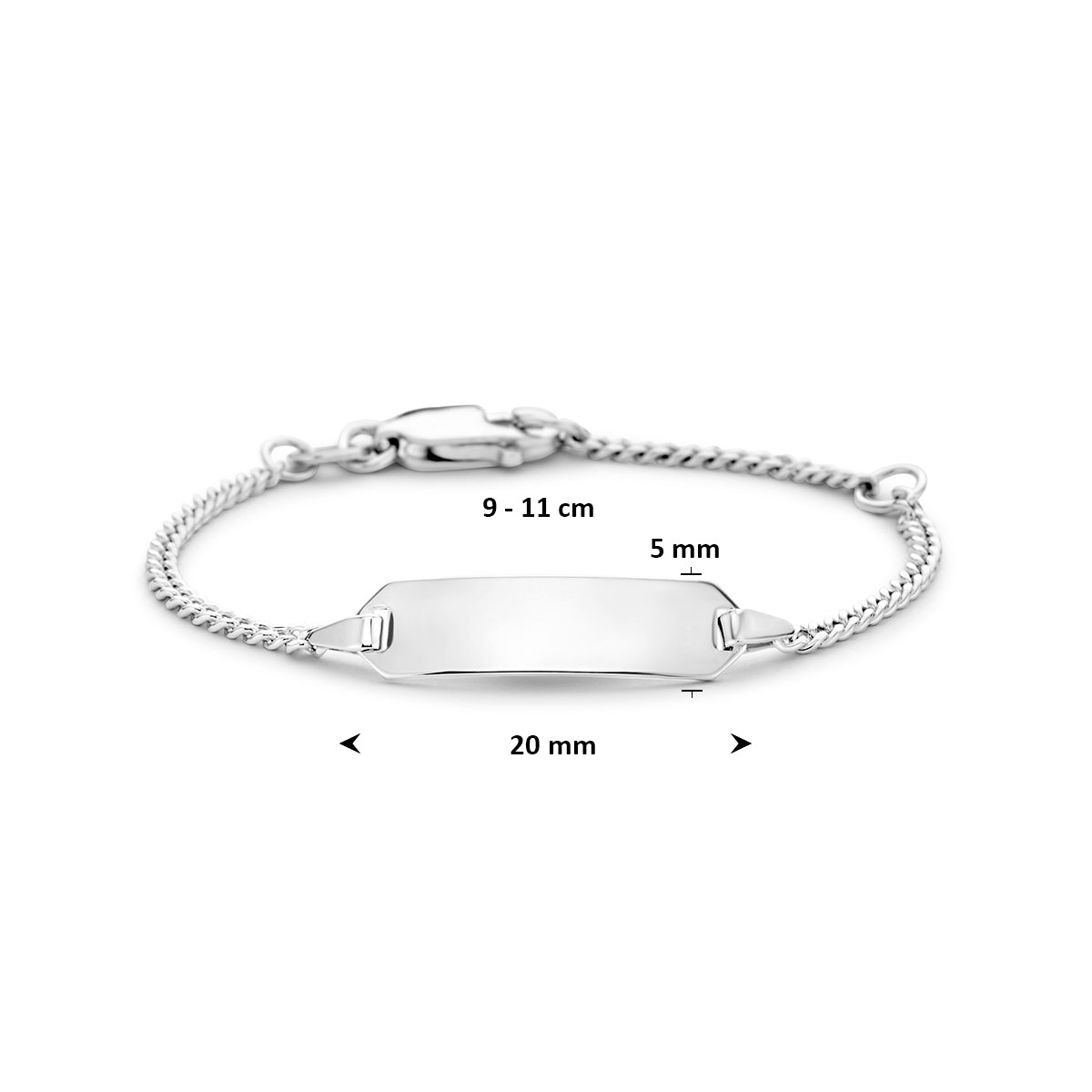 graveerarmband gourmette plaat 5,0 mm zilver gerhodineerd